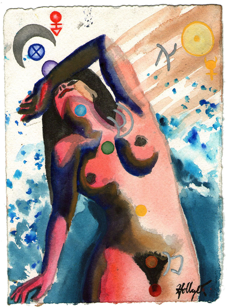 Isolated Storms #3, 5x7 2018 <br>watercolor, ink on paper